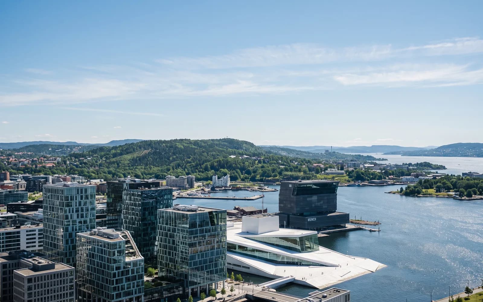 The Oslo skyline in clear daytime light